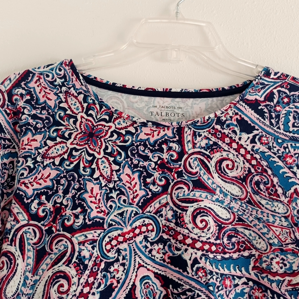 Talbots Crewneck Tee - Scrolling Paisley, Size XLp - Picture 5 of 16